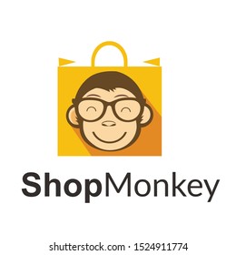 shopping bag logo design with monkey head