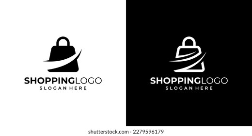 Ilustración vectorial del diseño del logotipo de la bolsa de compras. icono, símbolo, creativo.