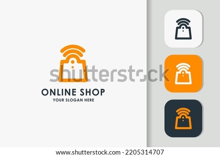 shopping bag logo design use touch signal concept
