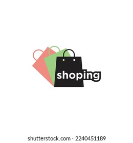 Shopping bag logo design with white background