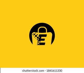 Shopping bag logo incorporated with E letter vector design illustration. Abstract Store logo. Online Store logo. modern .icon . sign. symbol