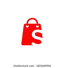 Shopping bag logo incorporated with S letter design template