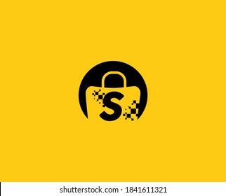 Shopping bag logo incorporated with S letter vector design illustration. Abstract Store logo. Online Store logo. modern .icon . sign. symbol