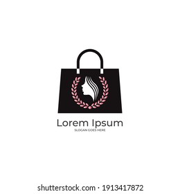 Shopping bag logo, ladies bag icon, hand bag logo vector