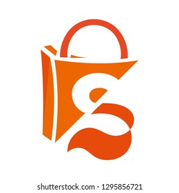 shopping bag logo, letter s in shopping bag 