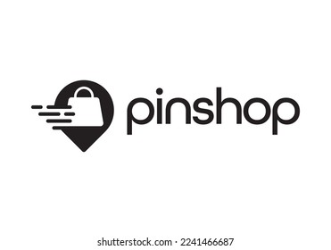 shopping bag with logo location. online shop icon simple minimalist vector design illustration.