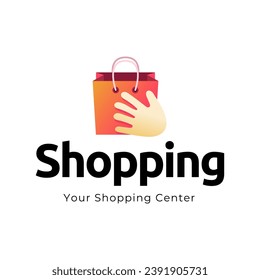 Shopping bag logo. Online shop logo template isolated on white background