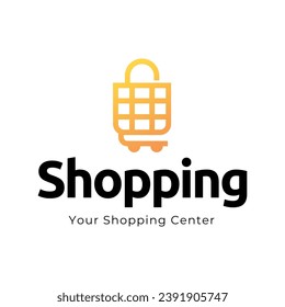 Shopping bag logo. Online shop logo template isolated on white background