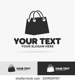 Shopping bag logo set isolated on background for shop emblem, market logotype, fashion magazine, store. Vector Illustration 10 eps