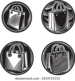 shopping bag logo silhouette vector illustration, shopping bag silhouette vector, tote bag silhouette  