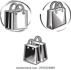 shopping bag logo silhouette vector illustration, Shopping bag silhouette vector,