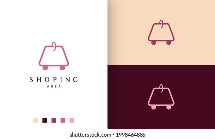 shopping bag logo in simple and minimalist style