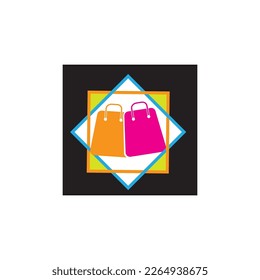 shopping bag logo template design illustration color design vector