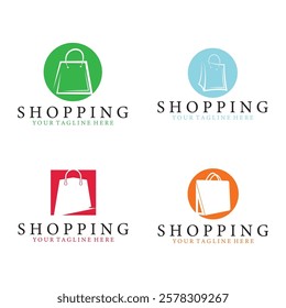 shopping bag logo vector icon illustration template design