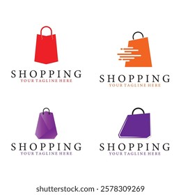 shopping bag logo vector icon illustration template design