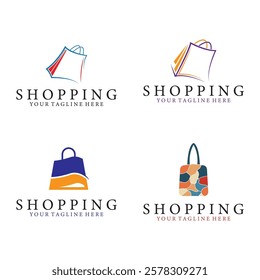 shopping bag logo vector icon illustration template design