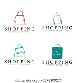 shopping bag logo vector icon illustration template design