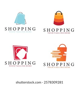 shopping bag logo vector icon illustration template design
