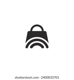 Shopping bag logo with wave effect and blank background