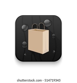 shopping bag With long shadow over app button