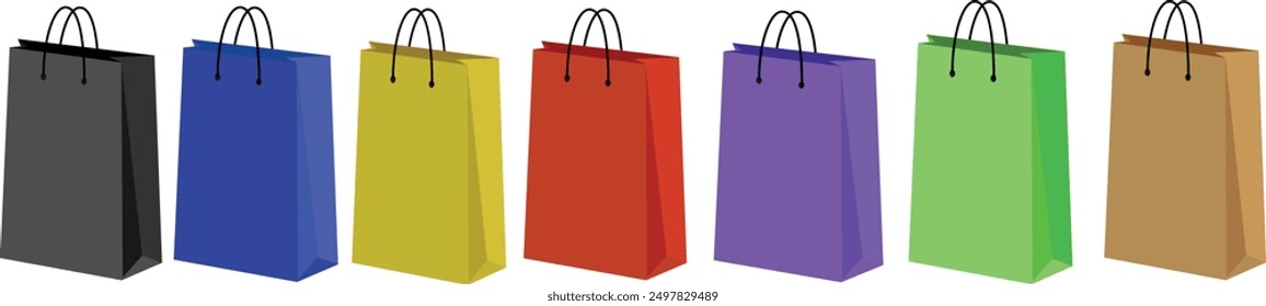 Shopping bag with manay colors set for marketing