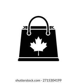 Saco de compras com símbolo de folha de bordo representando o varejo canadense