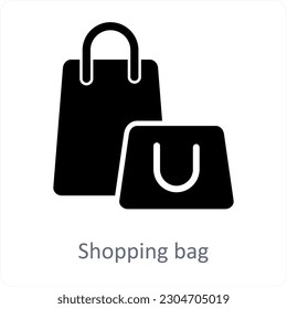Concepto de bolsa de compras y icono de mercado