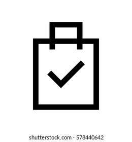 Shopping bag mini line, icon, background and graphic. The icon is black and white, linear  flat, vector, pixel perfect, minimal, suitable for web and print. 