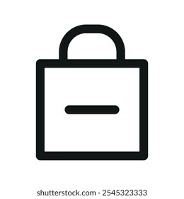 Saco de compras menos ícone UI, remover ordem simples linha interface do usuário vetor símbolo