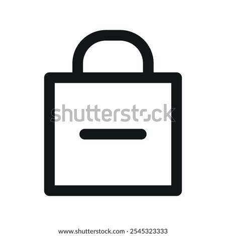 Shopping bag minus UI icon, remove order simple line user interface vector symbol