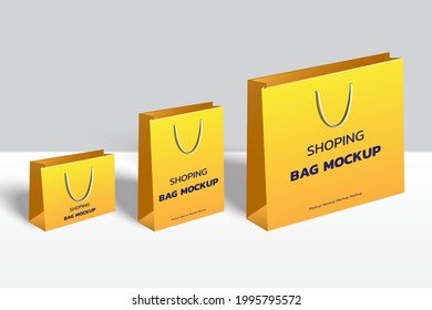 Bolsas de compras simuladas 3d. blanco en blanco. Ilustración del vector