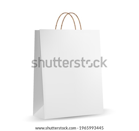 Shopping bag mockups. Paper package isolated on white background. Realistic mockup of craft paper bags.