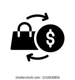 shopping bag money cash trade exchange transaction ecommerce icon