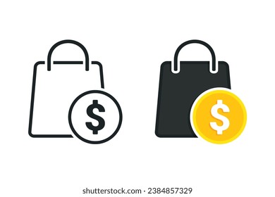 Shopping bag with money . Illustration vector