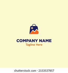 shopping bag with mountain logo design