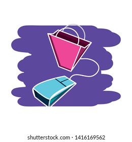 shopping bag with mouse device isolated icon