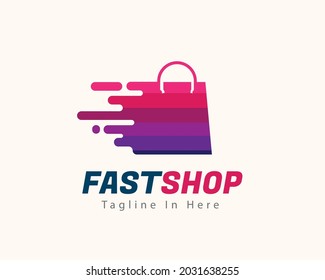 shopping bag moving delivery service logo template illustration