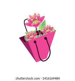 shopping bag in natural flowers