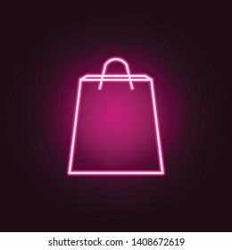 shopping bag neon icon. Elements of web set. Simple icon for websites, web design, mobile app, info graphics