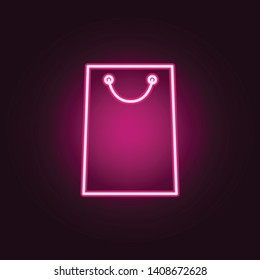 shopping bag neon icon. Elements of web set. Simple icon for websites, web design, mobile app, info graphics