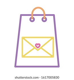 shopping bag in neon light on white background vector illustration design
