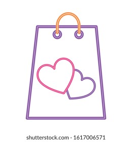 shopping bag in neon light on white background vector illustration design