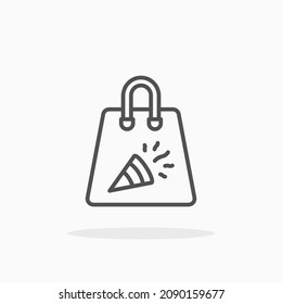 Shopping Bag New Year icon. Editable Stroke and pixel perfect. Outline style. Vector illustration. Enjoy this icon for your project.