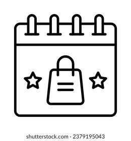 Shopping bag on calendar showing concept icon of shopping