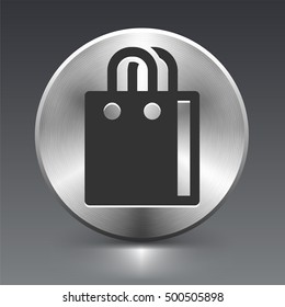 Shopping Bag on Silver Round Button