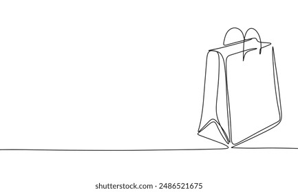 Shopping bag one line continuous. Shopping bag line art. Hand drawn vector art.