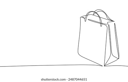 Bolso de compras de una línea continua. Bolso de la línea de arte. Arte vectorial dibujado a mano. 