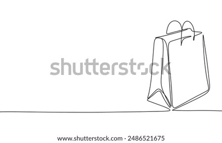 Shopping bag one line continuous. Shopping bag line art. Hand drawn vector art.