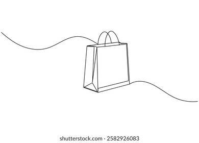 Shopping bag one line drawing and minimalist style isolate outline vector illustration