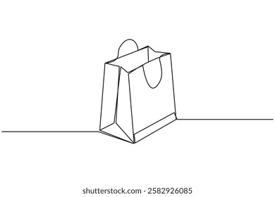 Shopping bag one line drawing and minimalist style isolate outline vector illustration